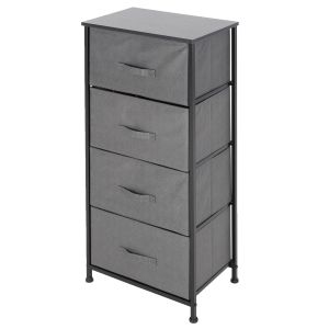Caja de almacenaje de tela con 4 cajones 45x30x94 cm gris ml design