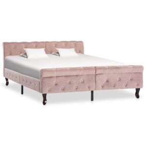 Cama 140x200 cm de terciopelo rosa