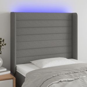 Cabecero con LED de tela gris oscuro103x16x118/128 cm eso9874