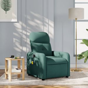 Sillón de masaje reclinable de tela verde oscuro qweo4825
