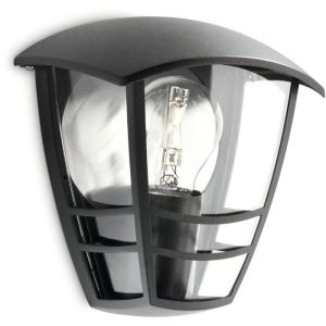 Aplique exterior creek E27 60 w sin bombilla, color negro,