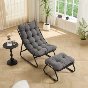 Sillón relax gris con reposapiés para interior y exterior