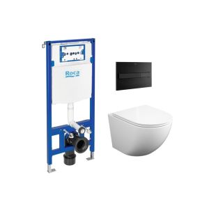 Roca duplo pl7 negro mate + wc kp round smart 52