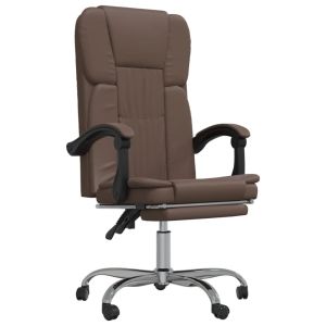 Silla de oficina de piel sintética marrón con asiento