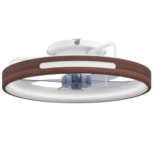 Ventilador techo luz 49x49x12.5 cm acero, plástico color marrón Homcom