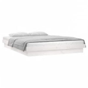 vidaXL estructura cama LED sin colchón madera maciza blanco 140x200 cm