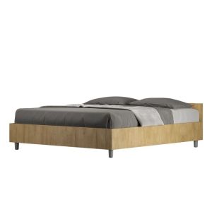 Lit doble 160x200 cm con sommier a lattes - roble