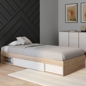 Estructura de cama individual - madera blanca - 90 x 190 cm