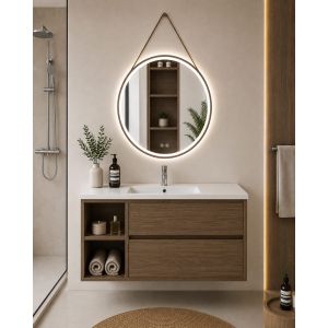Mueble de baño con lavabo zeus sin espejo 80x40 cm izquierda fresno tea