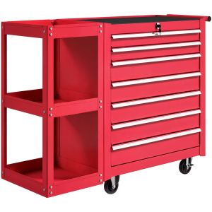 Carro de herramienta 96x33.5x75 cm acero color rojo Homcom
