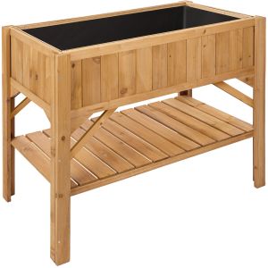 Tectake jardinera madera conífera estante impermeable ergonómic, marrón