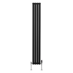 Radiador columna ovalada 1800 x 240mm  &  válvulas cromadas trv | negro