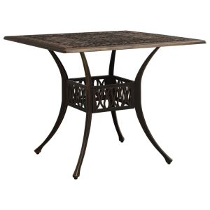 vidaXL mesa de jardín aluminio fundido color bronce 90x90x73 cm