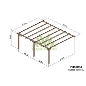 Pérgola de madera maciza adosada - huesca ad. 510x420cm (maderland)