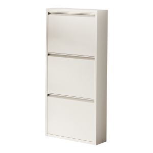 Zapatero sokndal con 3 puertas 104x50x15 cm metal - blanco roto [en.casa]