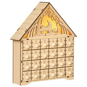 Calendario de adviento 26.6x6x30 cm madera contrachapada color marrón