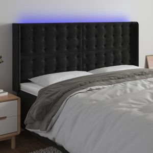 Cabecero con LED de terciopelo negro 183x16x118/128 cm eso7182