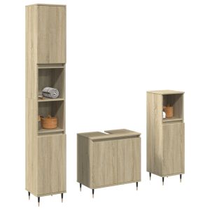 Juego de muebles de baño de 3 piezas, madera reconstituida