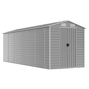 vidaXL caseta de jardín gris claro 191x555x198 cm acero galvanizado