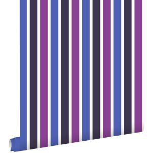 Estahome papel pintado rayas azul y morado 53 cm x 10.05 m