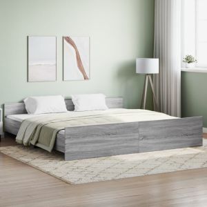 Cama con cabecero piecero gris sonoma 180x200 cm