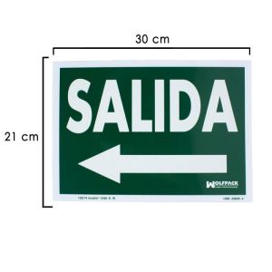 Cartel fluorescente salida a izquierda 21x30 cm.