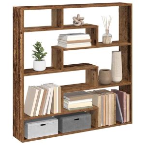 Estante cubo de pared 7 compartimentos madera envejecida