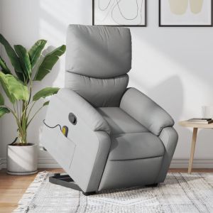 Sillón de masaje reclinable de pie de tela gris claro qweo6616