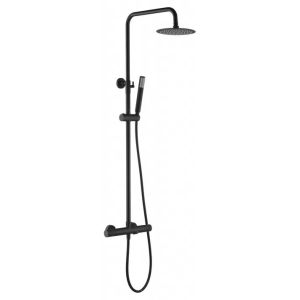 Columna de bañera y ducha con grifo, termostática color negro mate