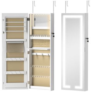 Espejo joyero 37x10.5x108 cm mdf, vidrio color blanco Homcom