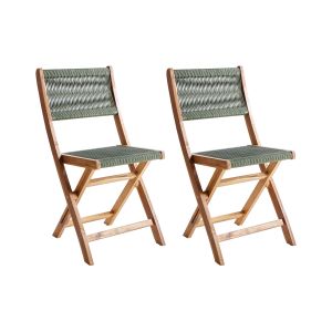 Conjunto de 2 sillas de jardín prossedi plegable madera de acacia verde