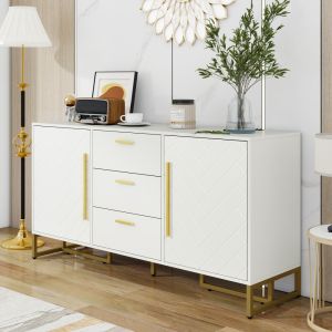 Aparador para cocina salón comedor 2 puertas 3 cajones blanco