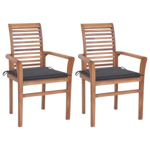 vidaXL sillas de comedor 2 uds madera teca con cojines gris antracita