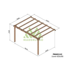 Pérgola de madera maciza adosada - lloret ad. 420x300cm (maderland)
