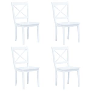 Sillas de comedor 4 unidades madera maciza de caucho blanco qweo6082