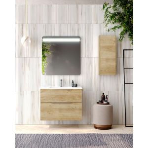 Mueble de baño suspendido con lavabo cerámico | 100 cm - roble natural