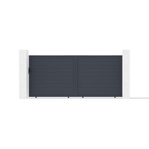 Puerta corredera 4m eiger al.180cm alu gris + 2 postes 20x20cm al.190cm