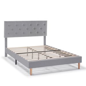 Estructura de cama tapizada rosi de 30 cm, 140x190 cm, gris claro