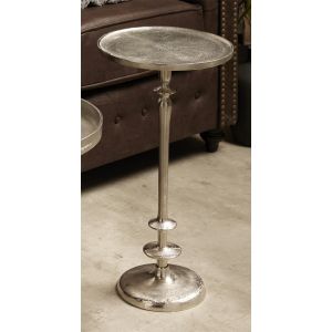 Mesa auxiliar redonda aluminio plata 30dx58 cms. 30dx58 cms