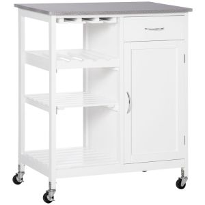 Carrito de cocina 76x48x88 cm mdf color blanco Homcom, hogar - cocina