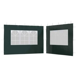 vidaXL paredes laterales de carpa de fiesta con ventana 2 uds pe verde