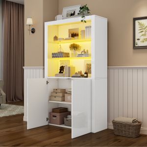 Vitrina con LED y 2 puertas blanco 170x100x35cm