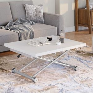 Mesa de centro elevable blanca - 100-160 cm