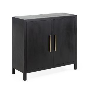 Aparador 100x40x90 madera negro, metal dorado