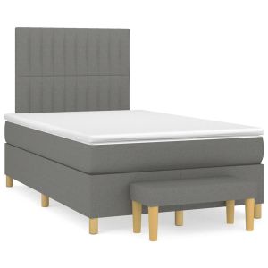 vidaXL cama box spring con colchón tela gris oscuro 120x190 cm