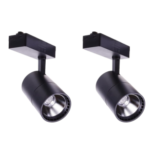 2x foco LED carril 40w, luz fria 6000k, 2700 lm, 220v monofásico, negro