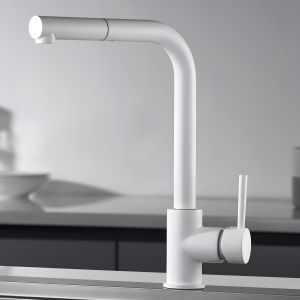 Imex - grifo monomando de cocina extraíble blanco serie malta