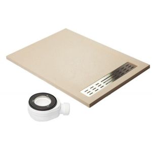 Plato de ducha premium crema - 90x200cm - resina con cargas minerales
