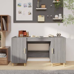 Escritorio de madera contrachapada gris sonoma 140x50x75 cm