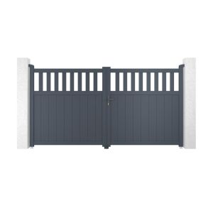 Puerta batiente regulable ancho 3m santis h.160cm aluminio gris